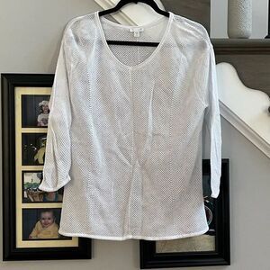 J. Jill White Mesh Summer Sweater sz L EUC